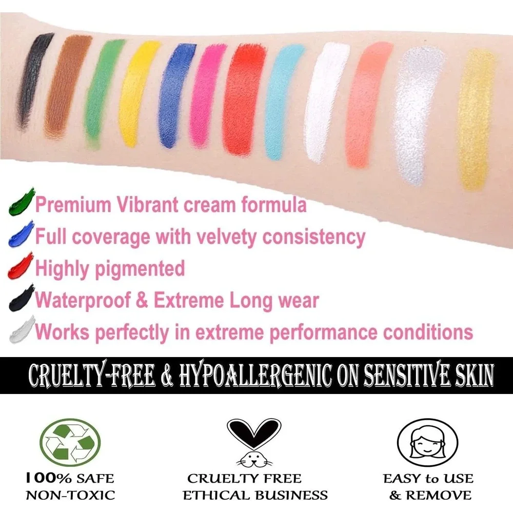Ccbeauty Face & Body Paint 12 Flash Color Palette 80g Multicolor